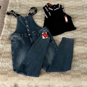 NWT guess overalls and matching top